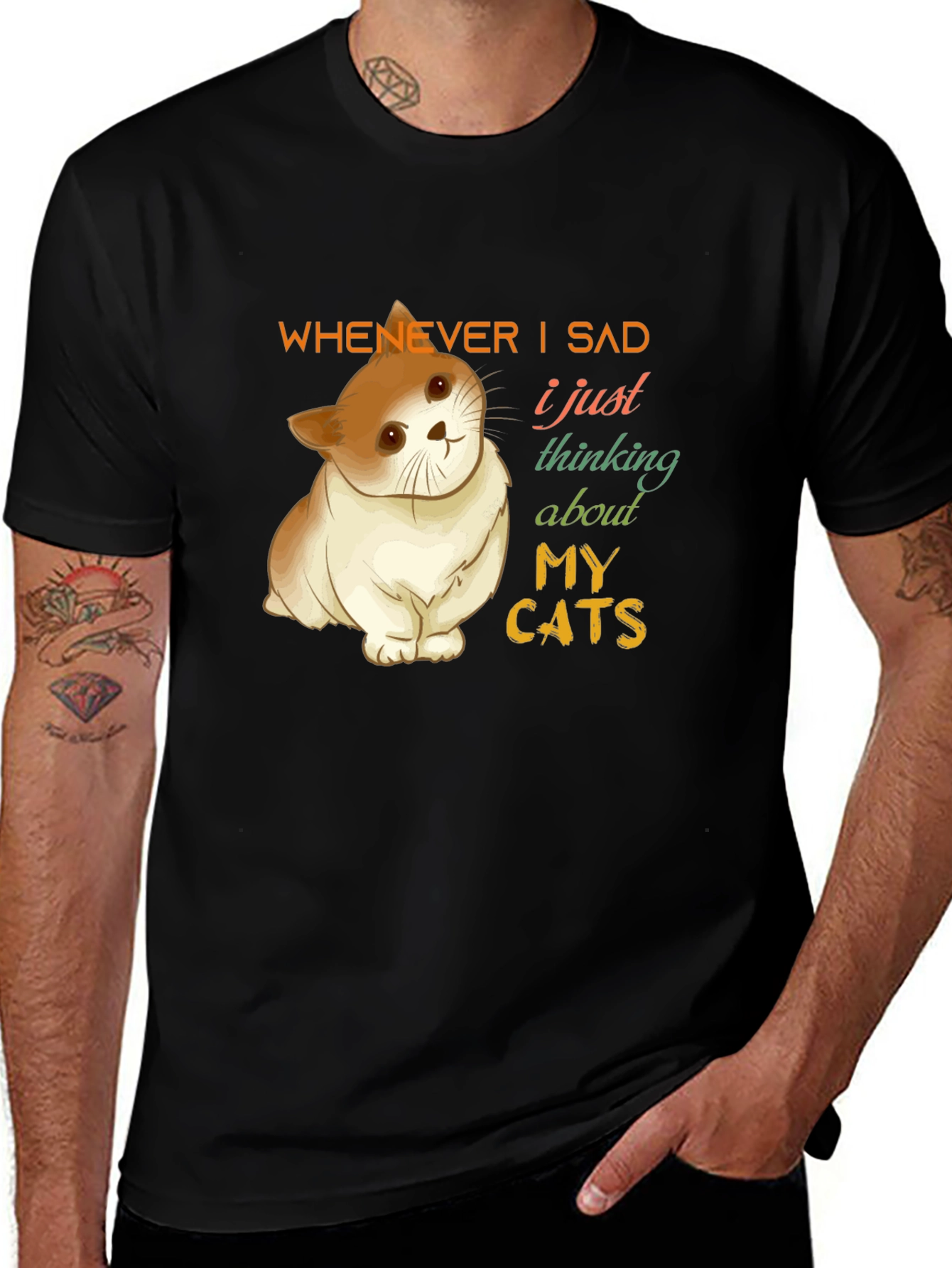 Cat Lover T-Shirt - Thinking About My Cats