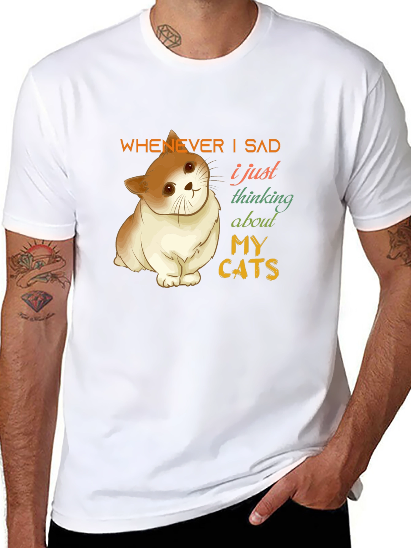 Cat Lover T-Shirt - Thinking About My Cats