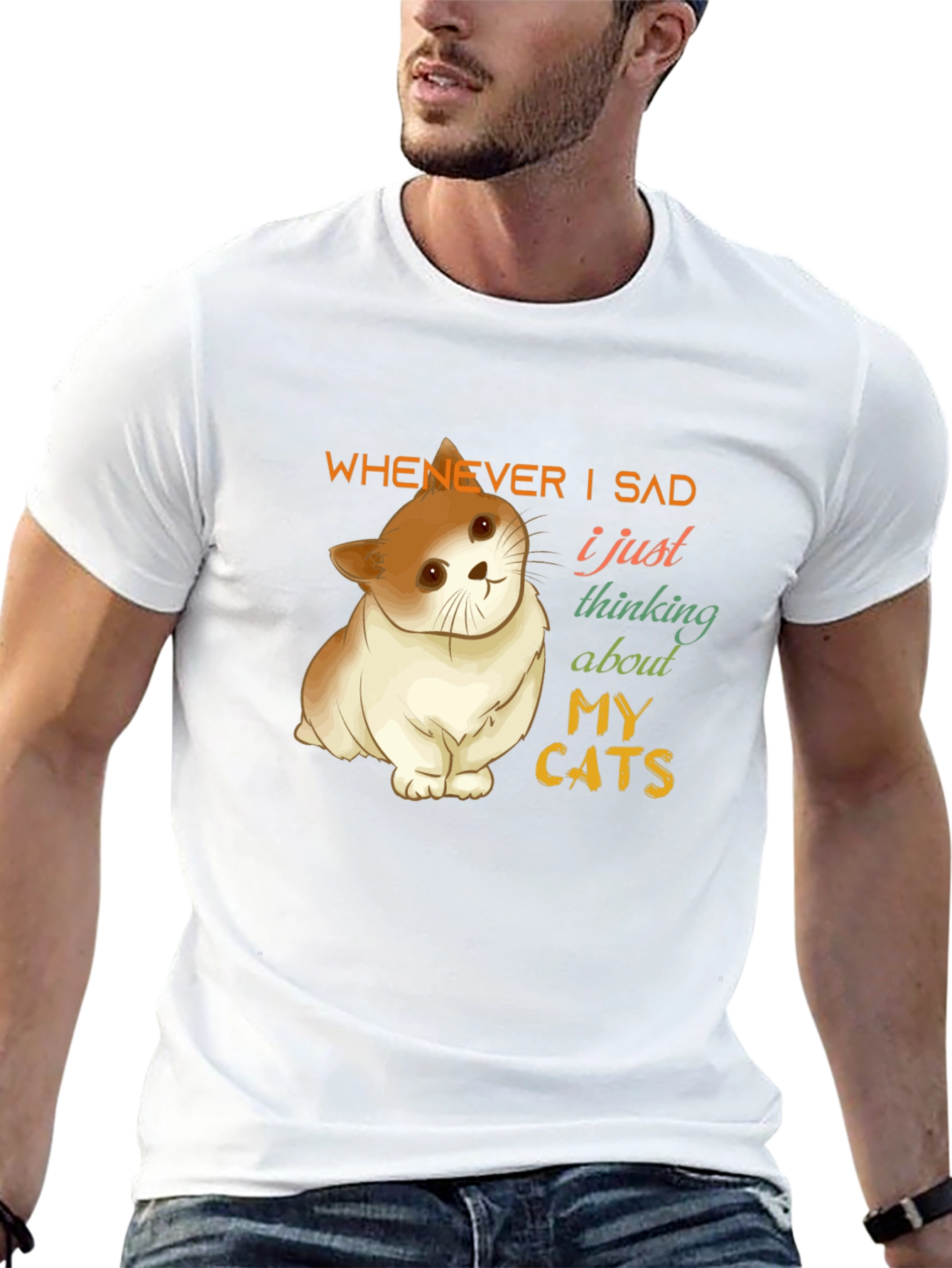 Cat Lover T-Shirt - Thinking About My Cats
