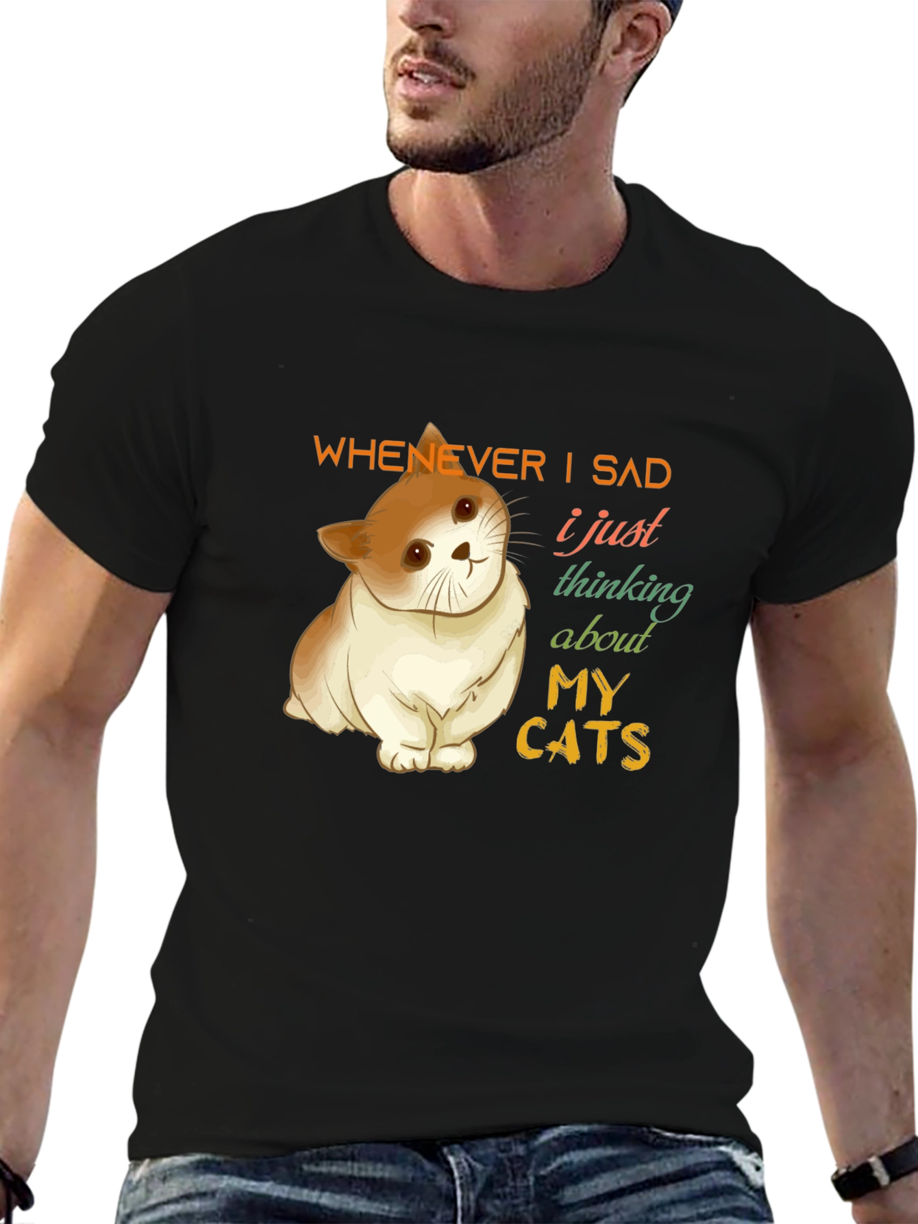 Cat Lover T-Shirt - Thinking About My Cats