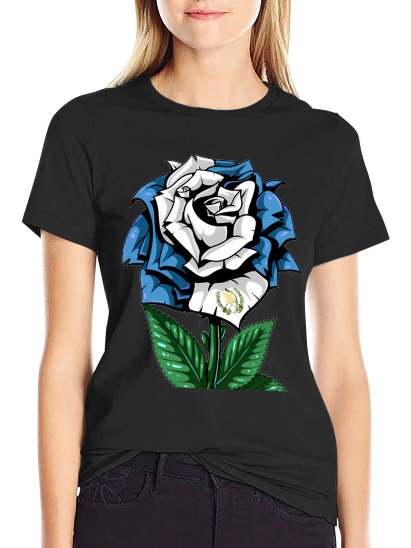 Guatemalan Rose Graphic Tee - Black