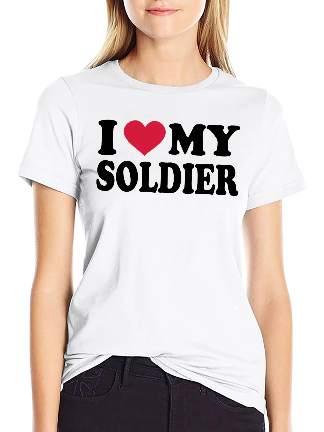 I Heart My Soldier T-Shirt - Black Graphic Tee