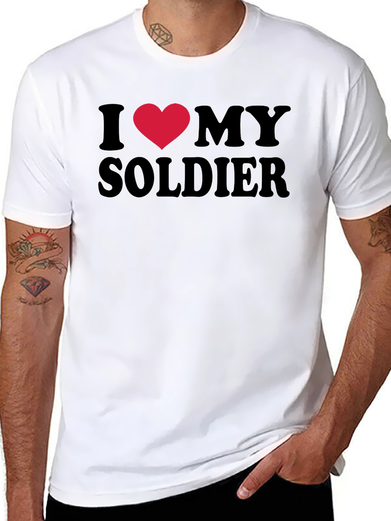 I Heart My Soldier T-Shirt - Black Graphic Tee