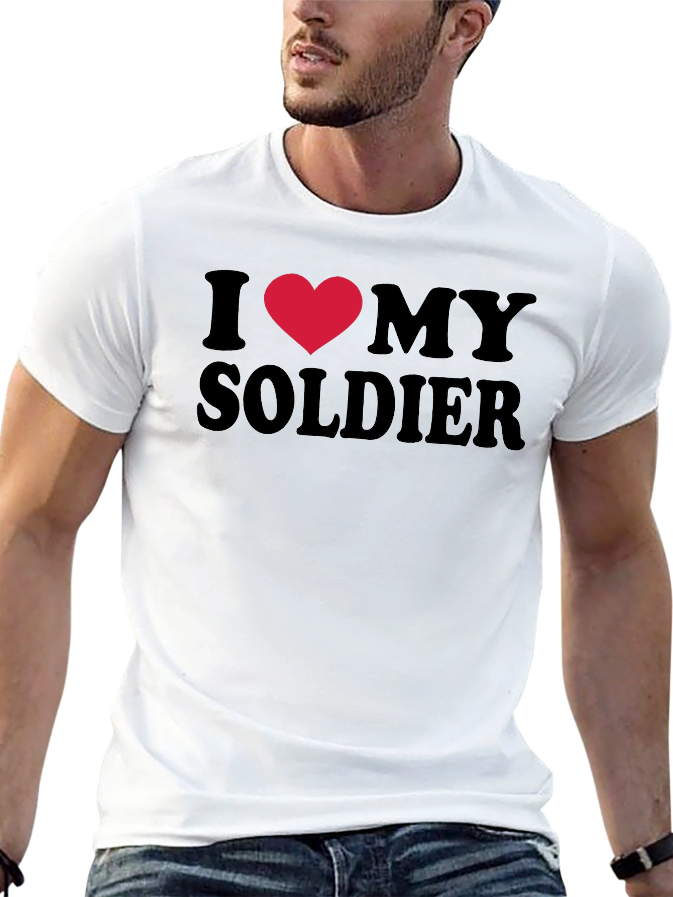 I Heart My Soldier T-Shirt - Black Graphic Tee