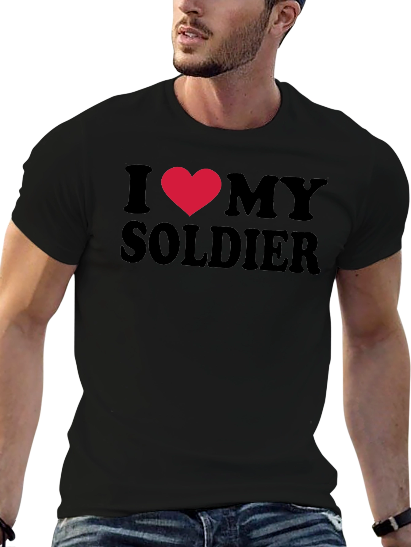 I Heart My Soldier T-Shirt - Black Graphic Tee