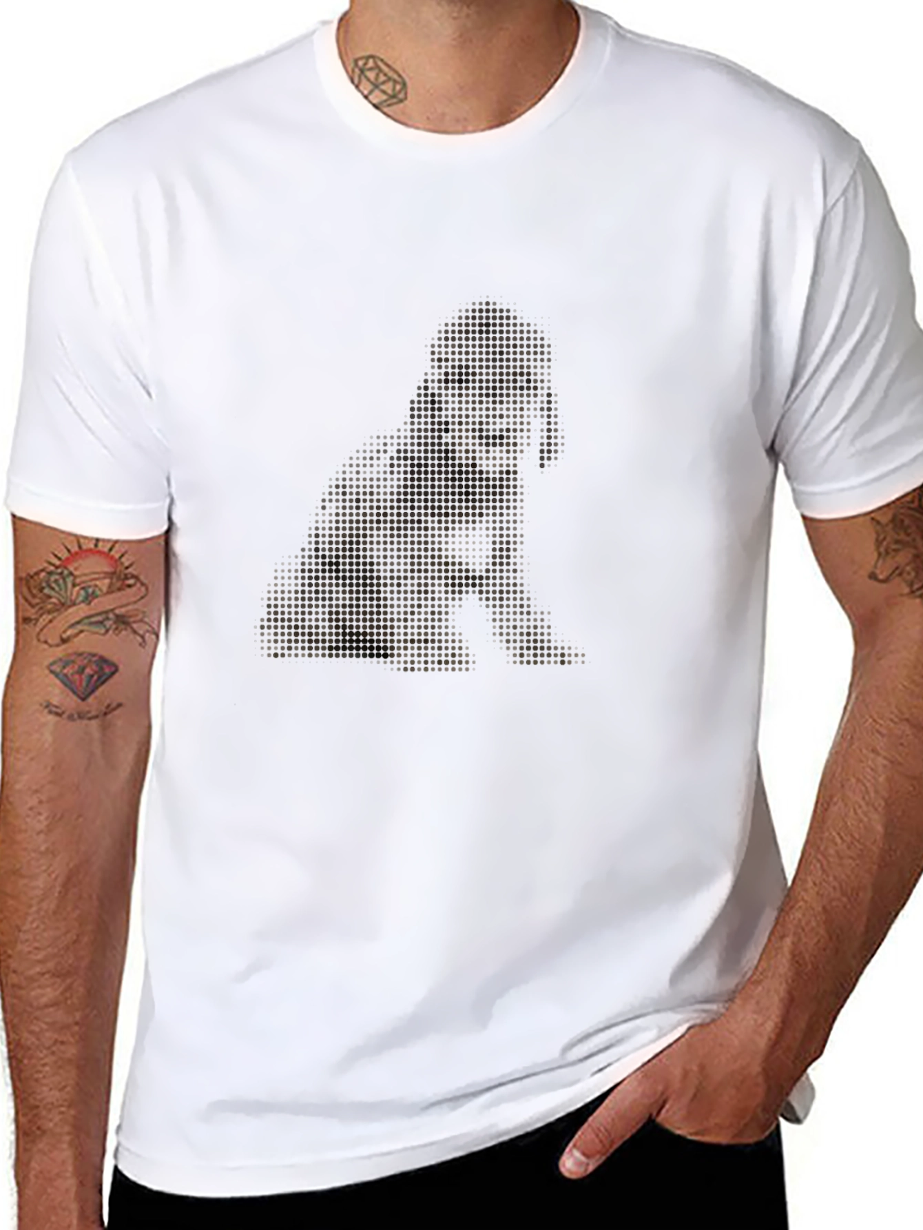 Dog Pixel Art Black T-Shirt