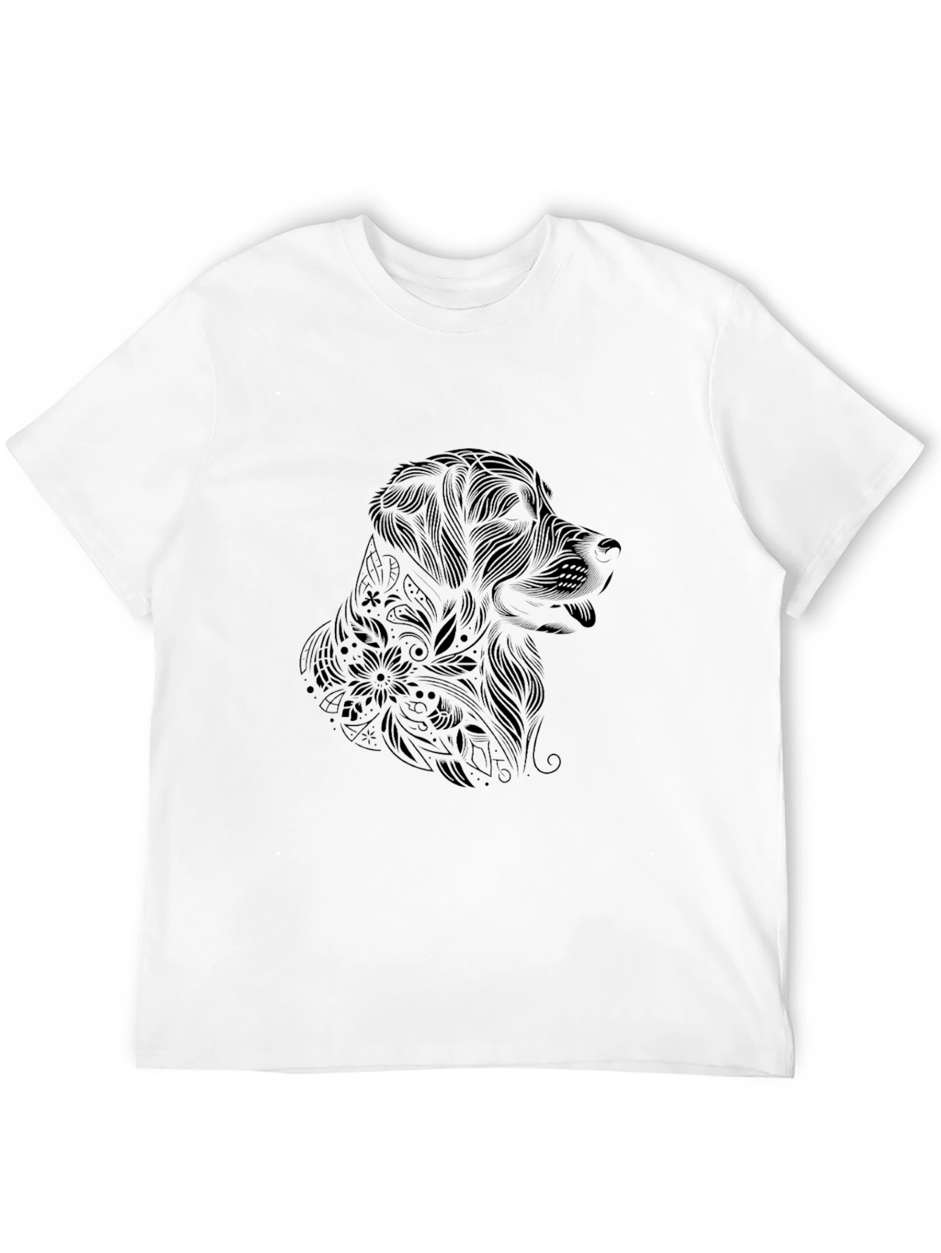 Black Dog Floral Print T-Shirt