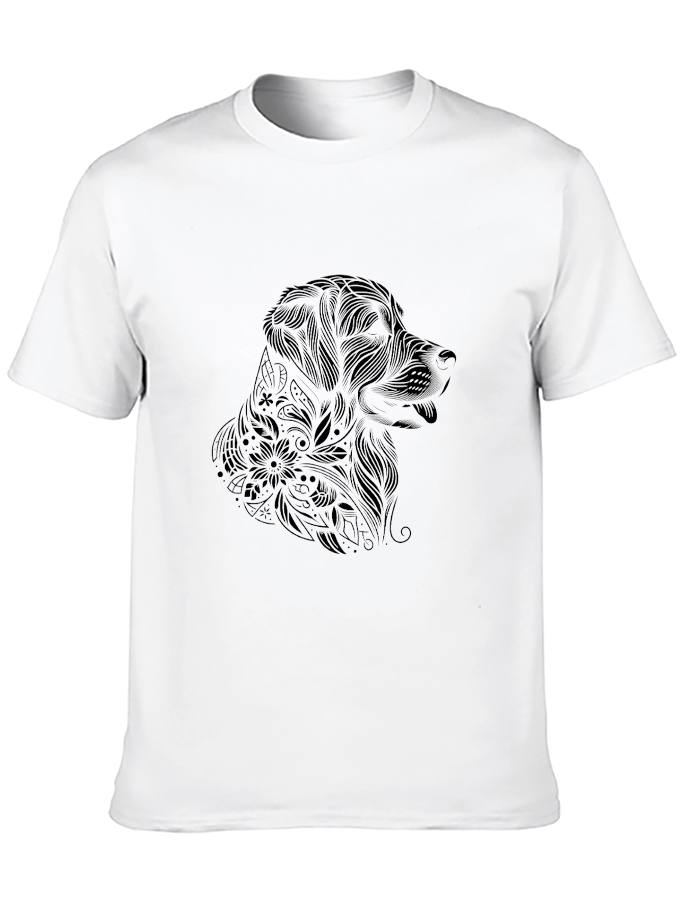 Black Dog Floral Print T-Shirt