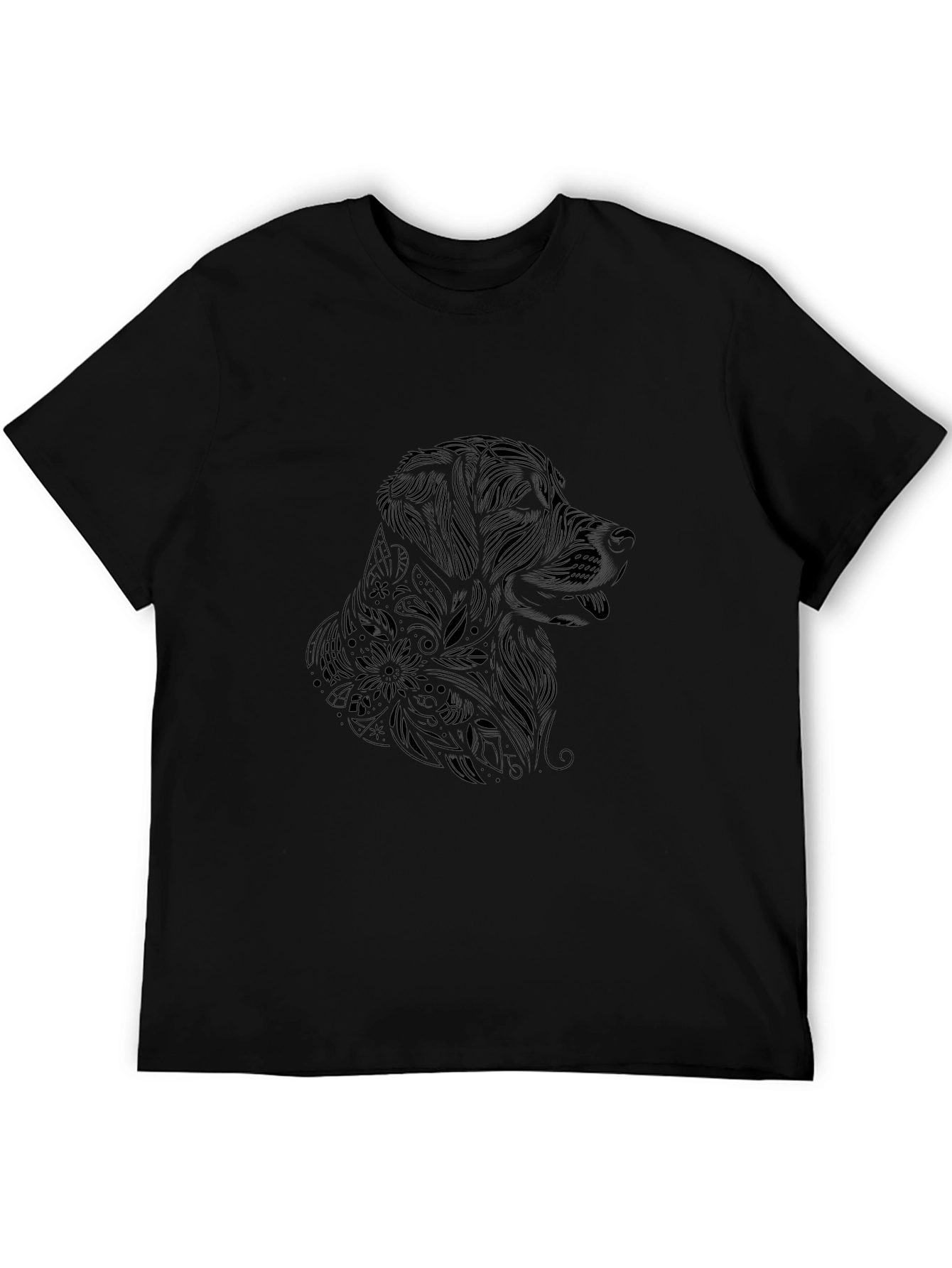 Black Dog Floral Print T-Shirt