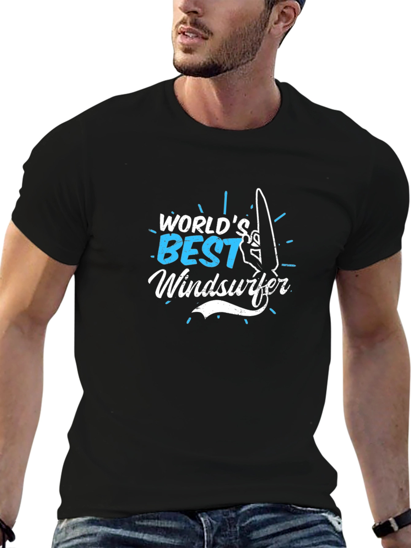 Worlds Best Windsurfer Black T-Shirt