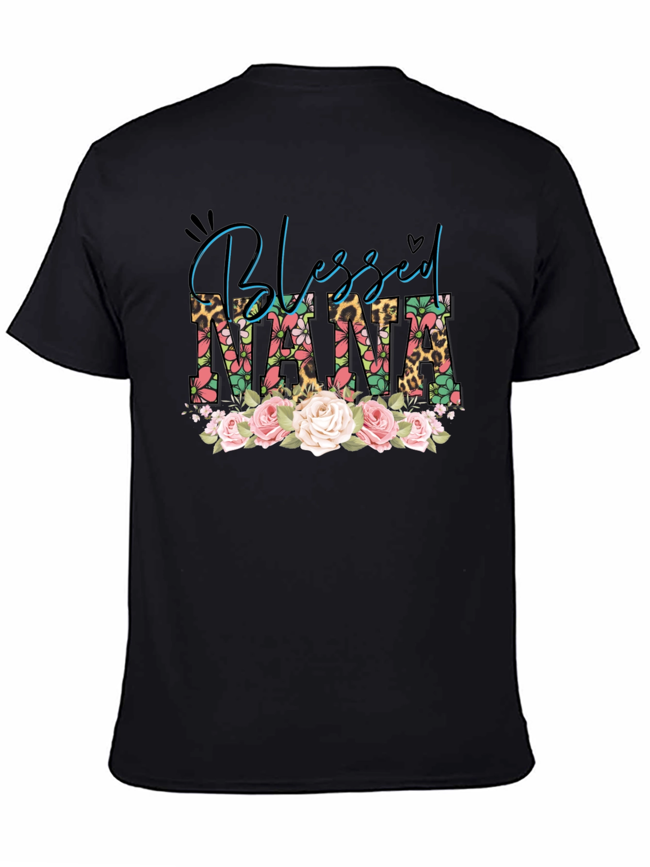 Blessed Nana Graphic T-Shirt Floral Leopard Print