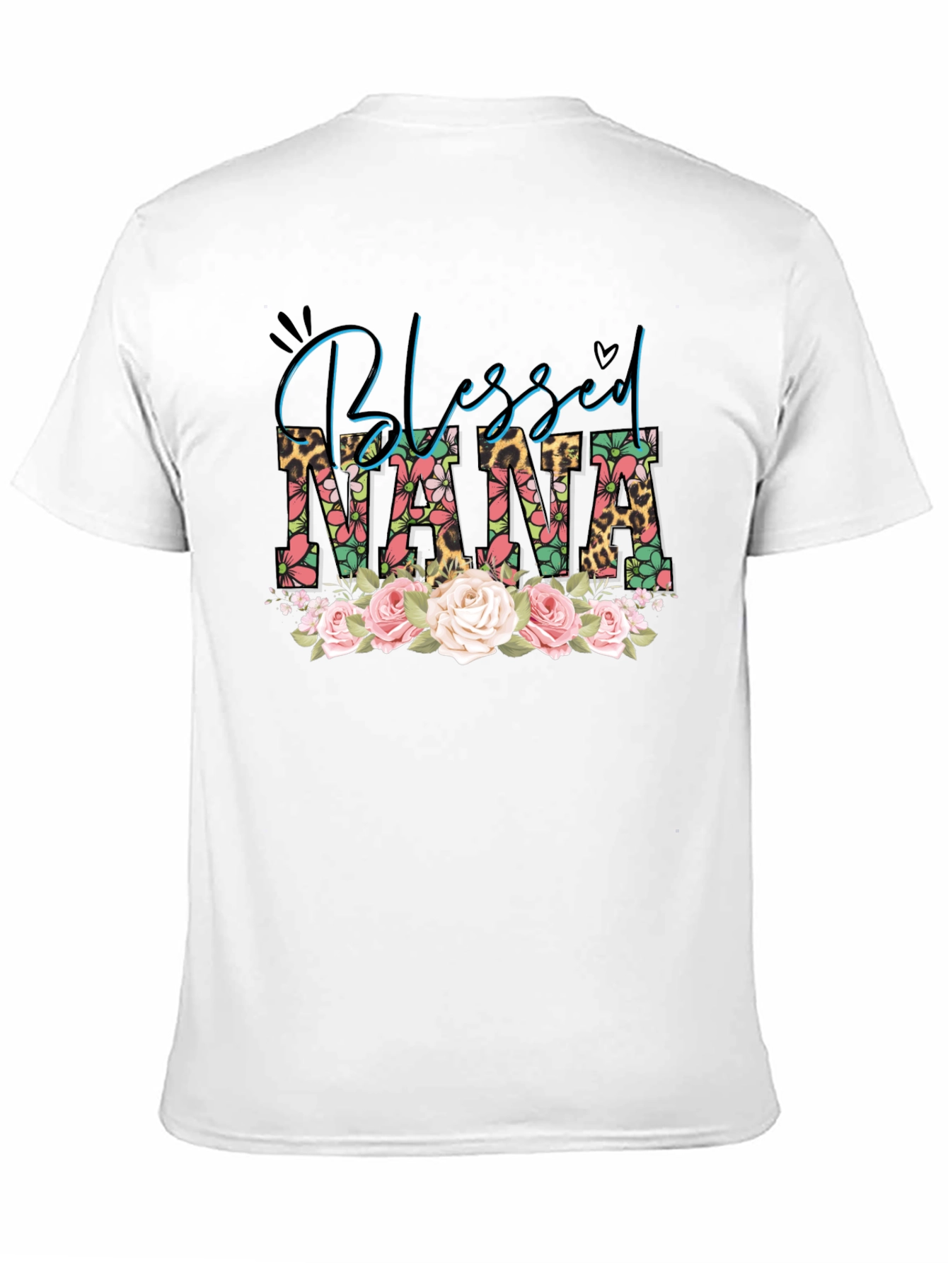 Blessed Nana Graphic T-Shirt Floral Leopard Print