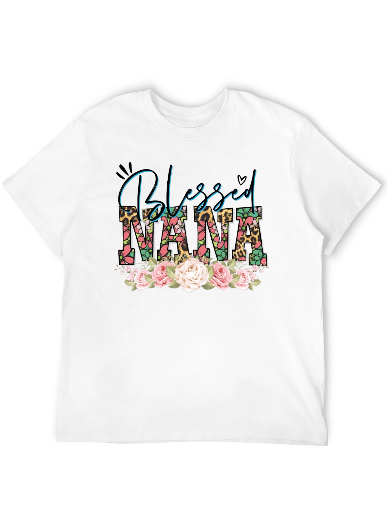 Blessed Nana Graphic T-Shirt Floral Leopard Print