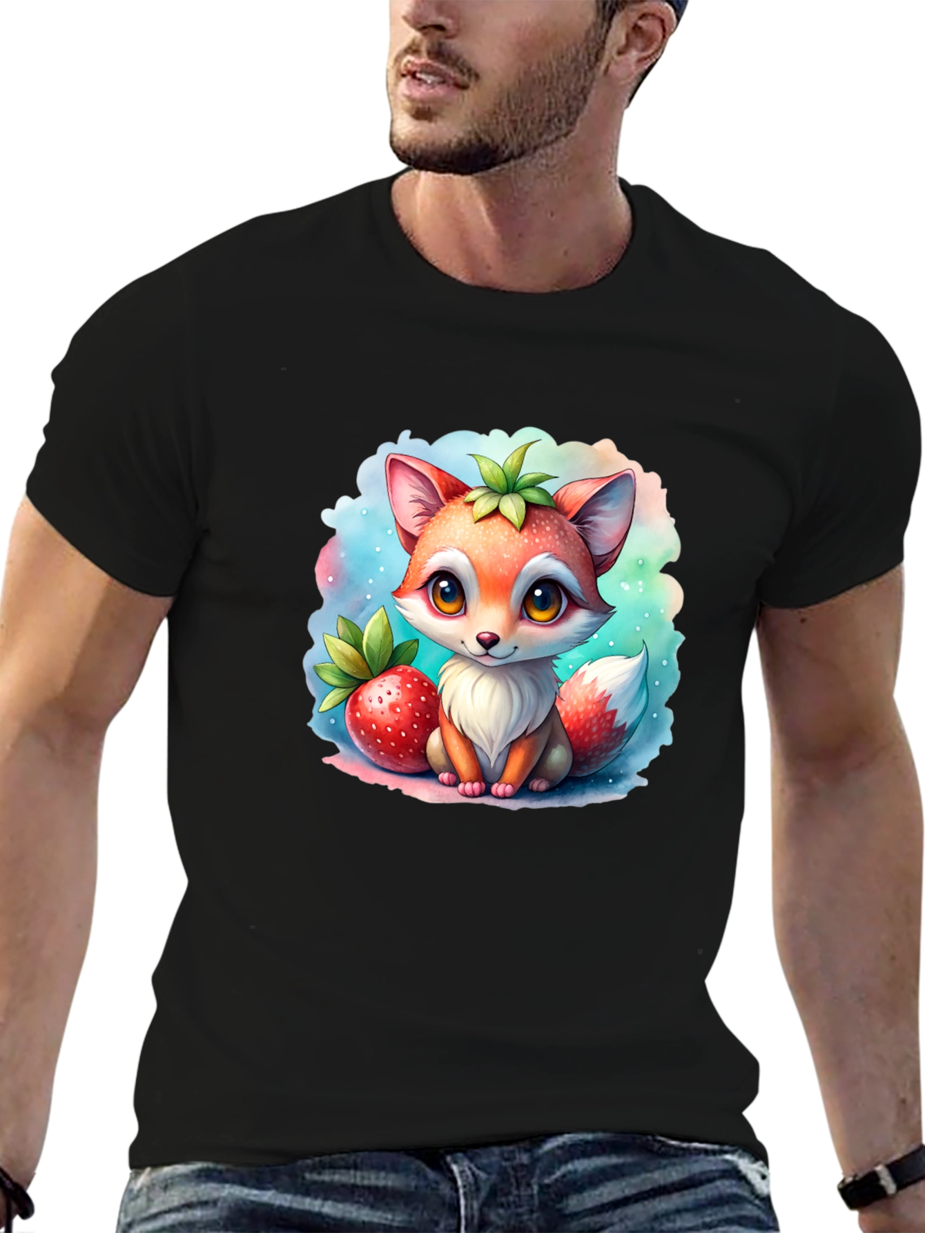Cute Cartoon Fox Strawberry T-Shirt