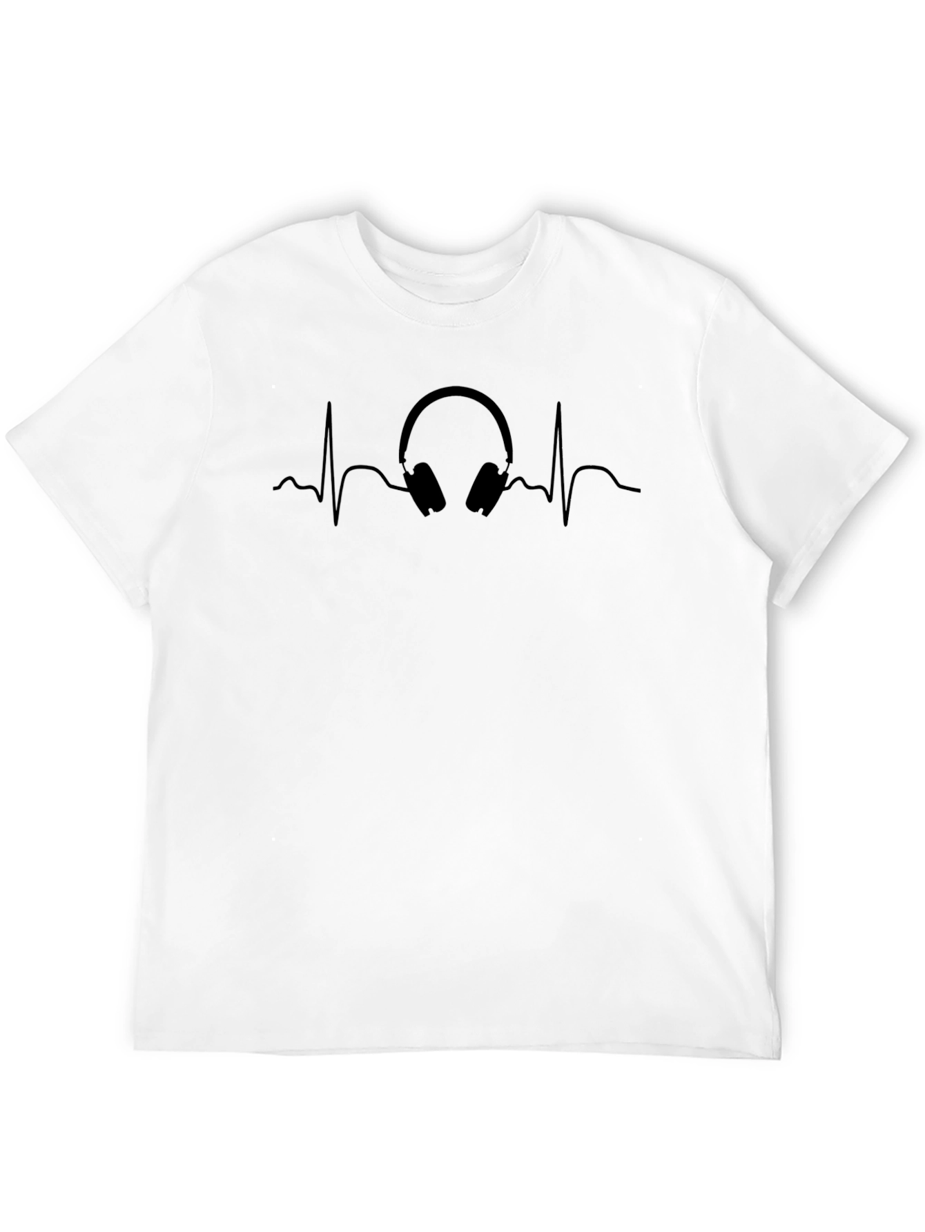 Music Lover ECG Headphones Black T-Shirt
