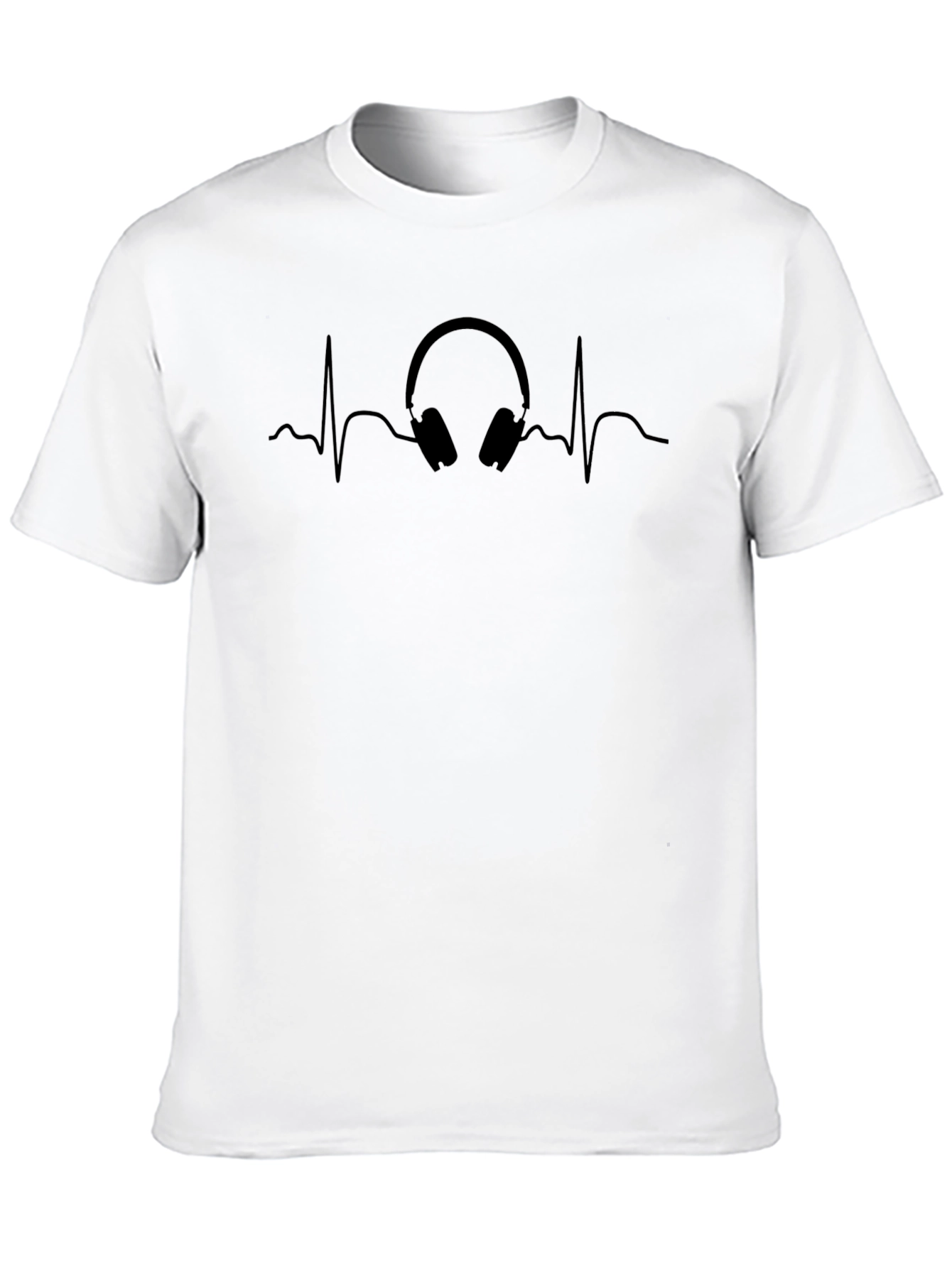 Music Lover ECG Headphones Black T-Shirt