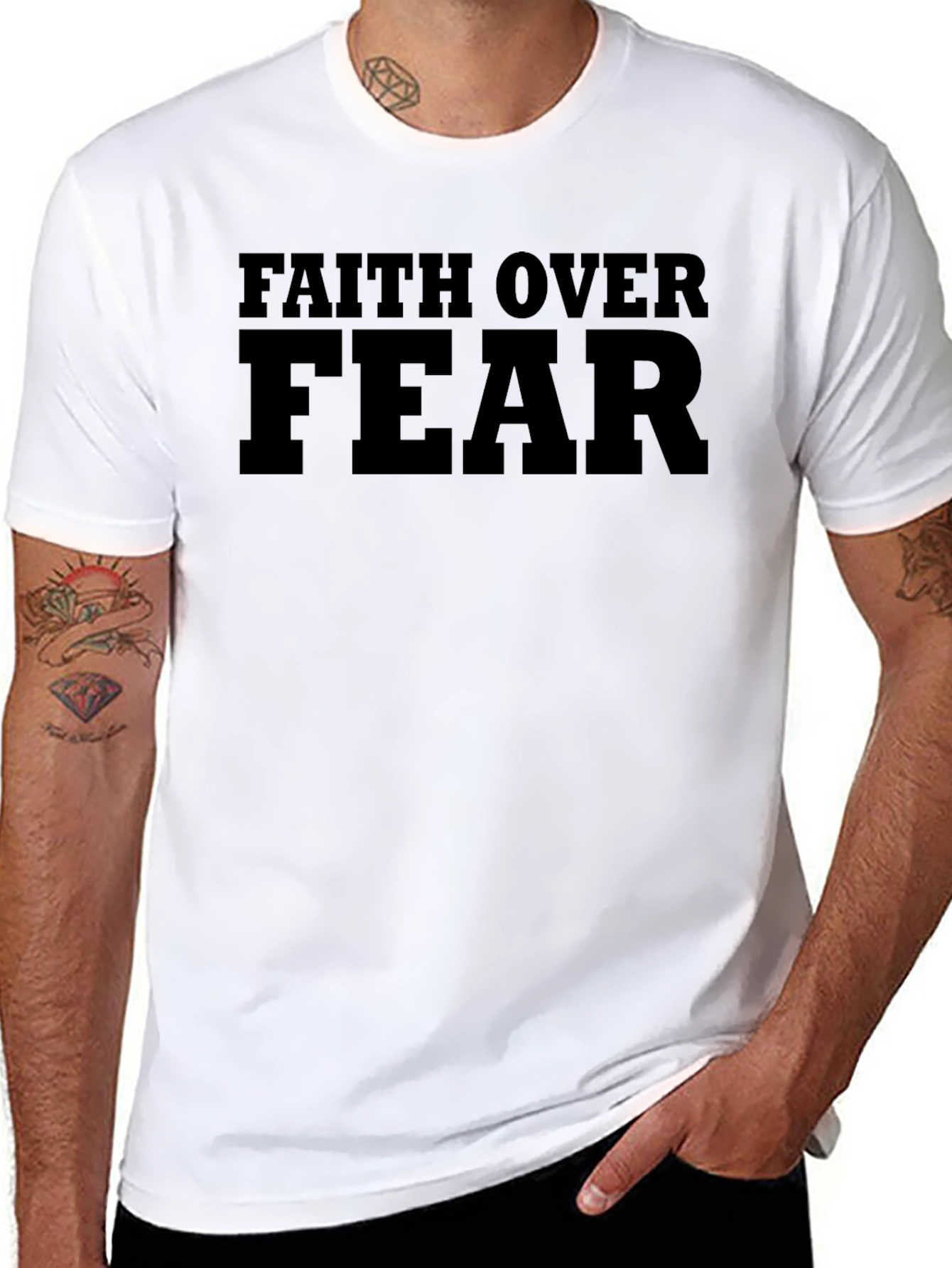 Faith Over Fear Graphic T-Shirt - Motivational Tee