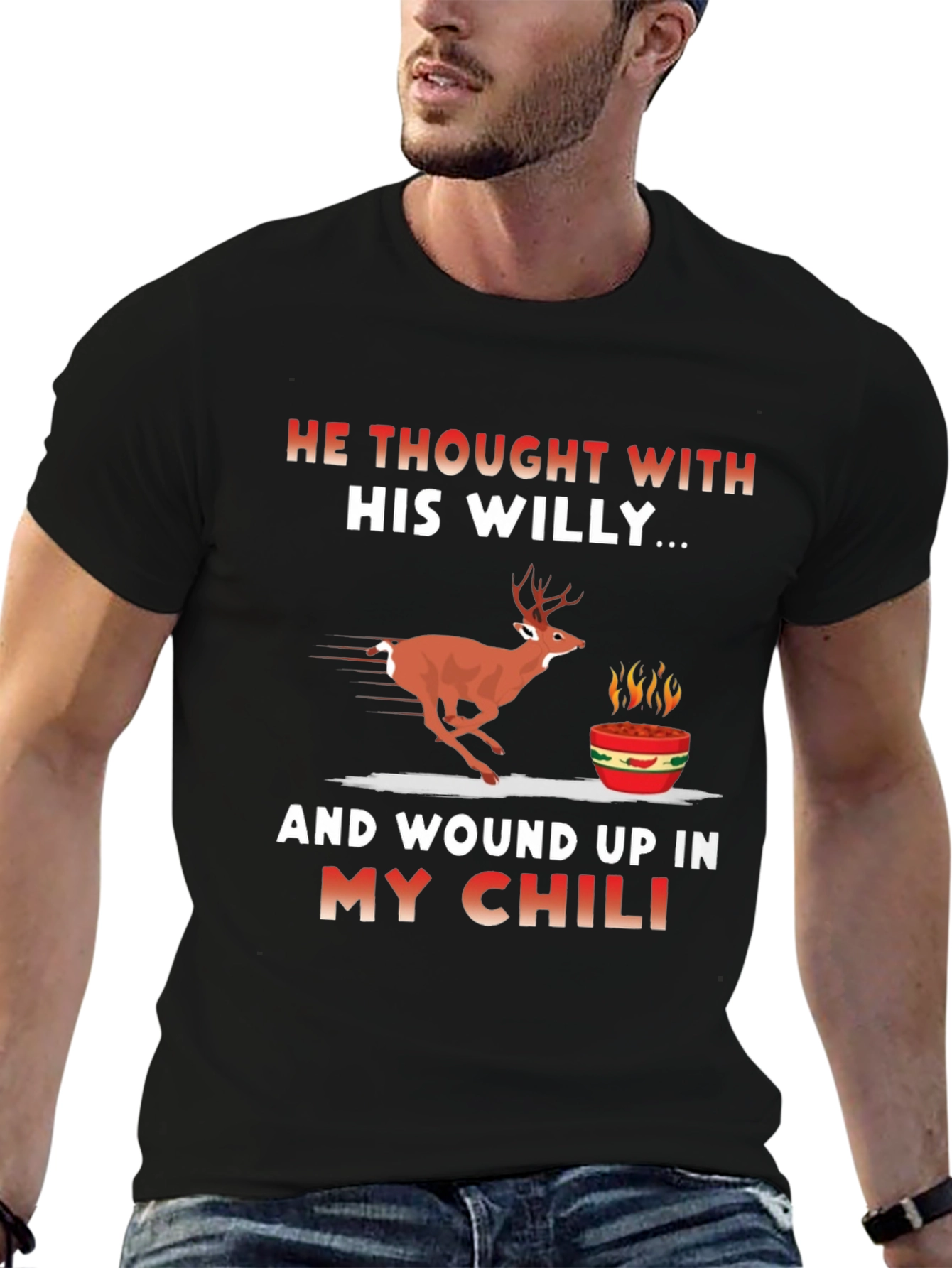 Funny Deer Chili Graphic T-Shirt
