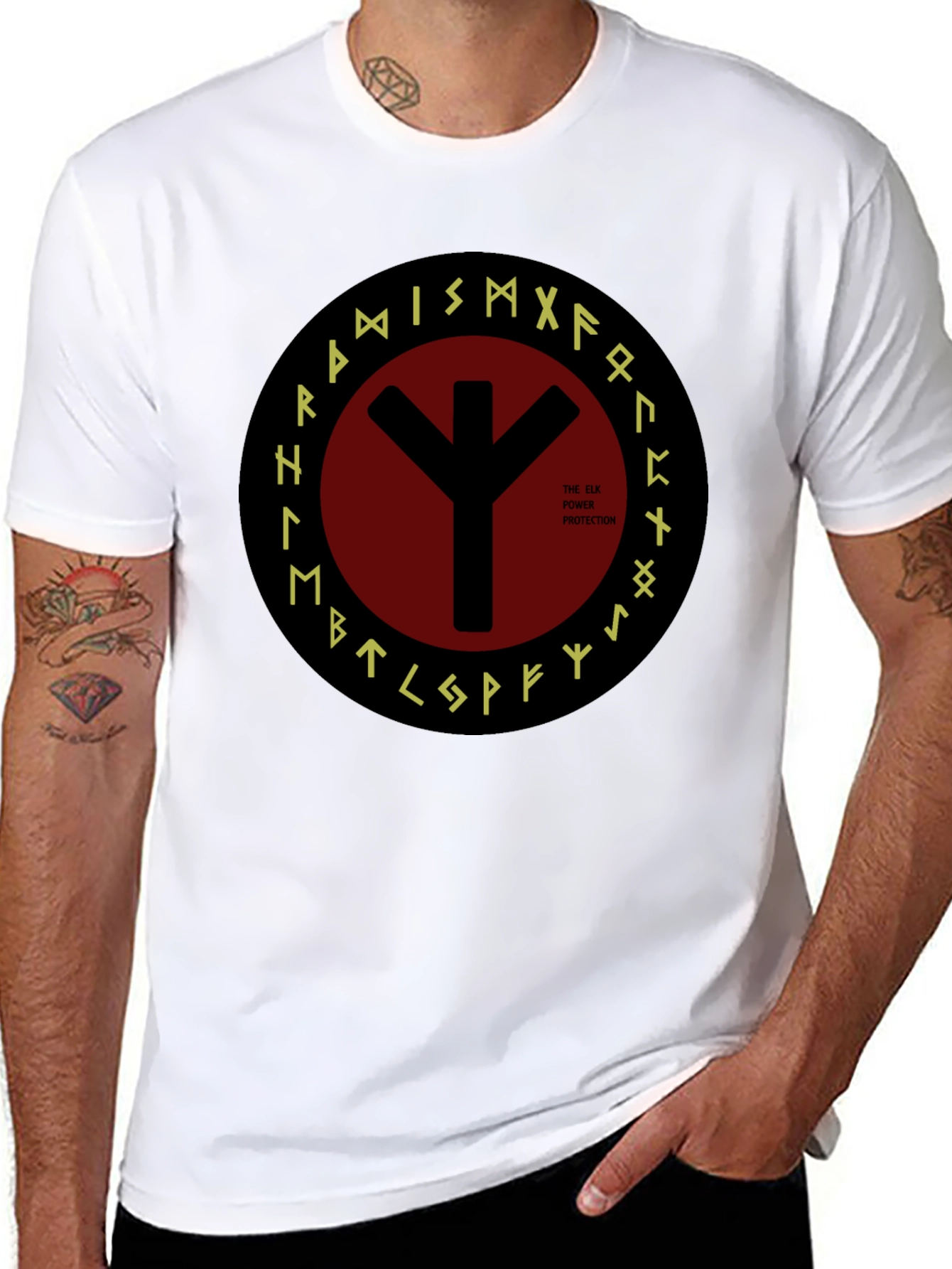 Elk Protection Rune T-Shirt - Viking Symbol Tee