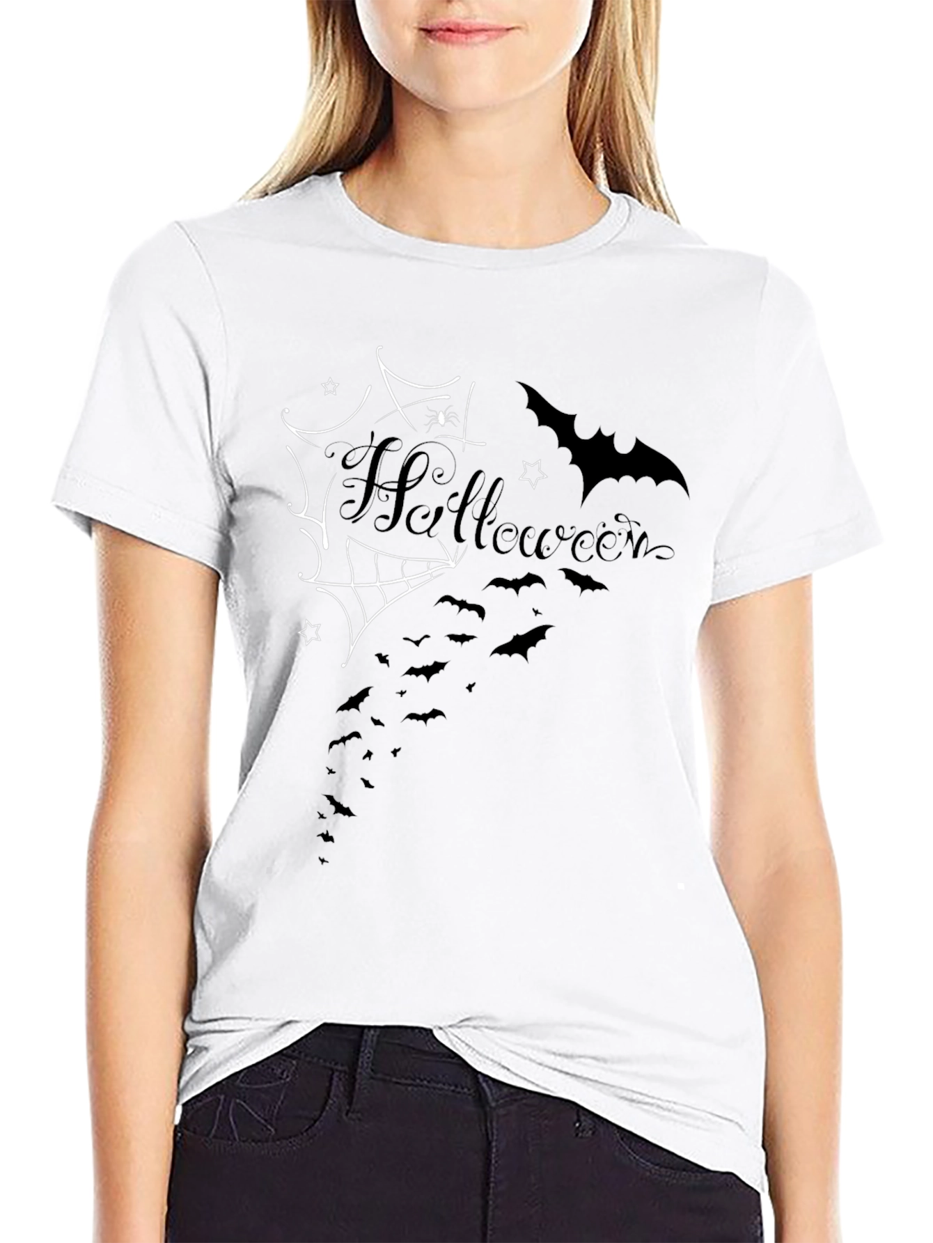 Halloween Bat & Spiderweb T-Shirt