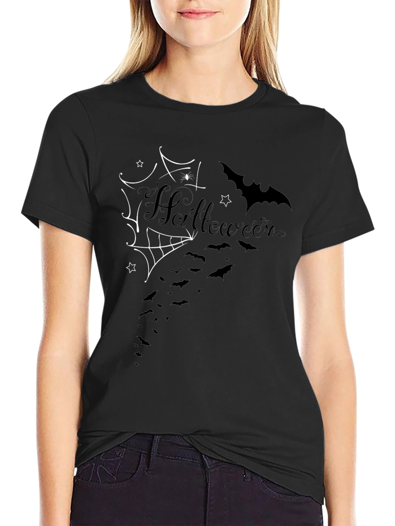 Halloween Bat & Spiderweb T-Shirt