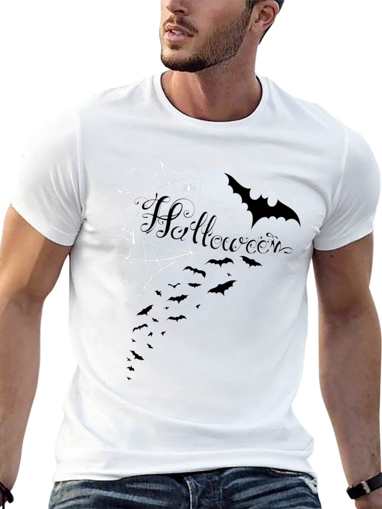 Halloween Bat & Spiderweb T-Shirt