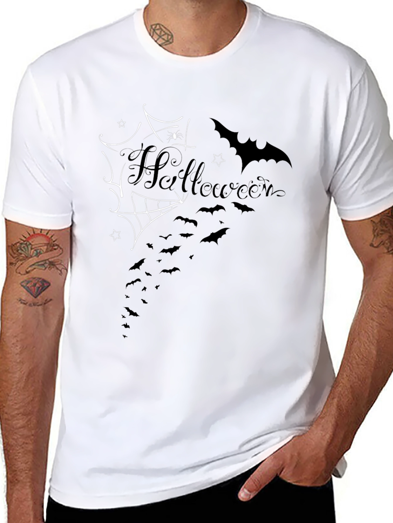 Halloween Bat & Spiderweb T-Shirt