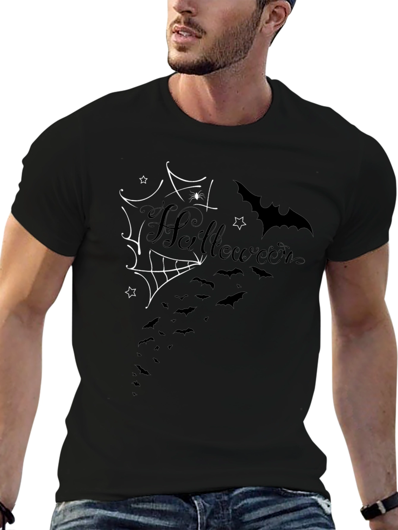 Halloween Bat & Spiderweb T-Shirt