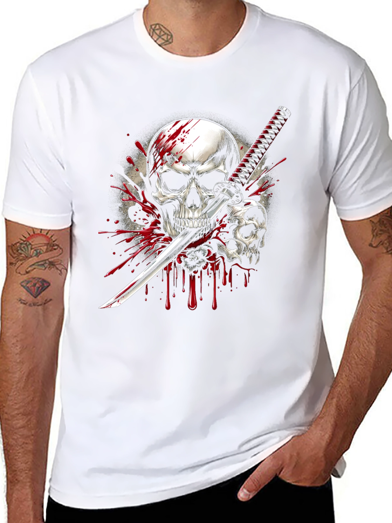 Skull Katana Graphic Tee - Mens Black T-Shirt