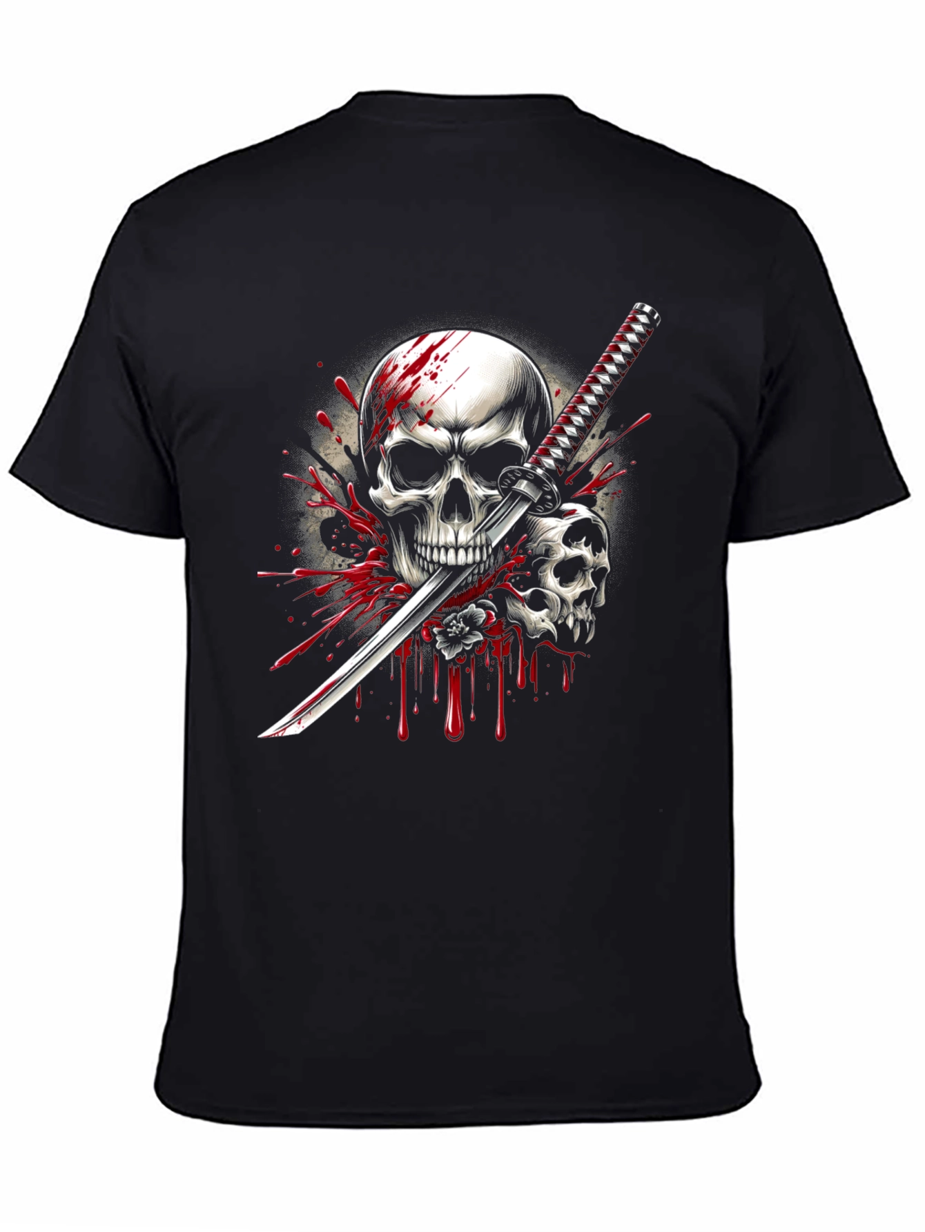 Skull Katana Graphic Tee - Mens Black T-Shirt