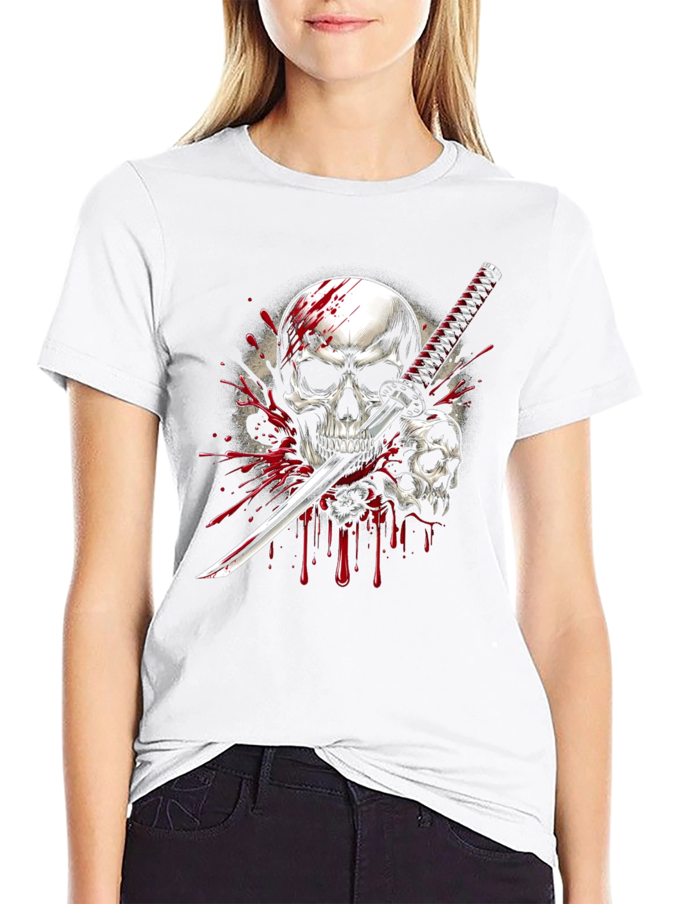 Skull Katana Graphic Tee - Mens Black T-Shirt