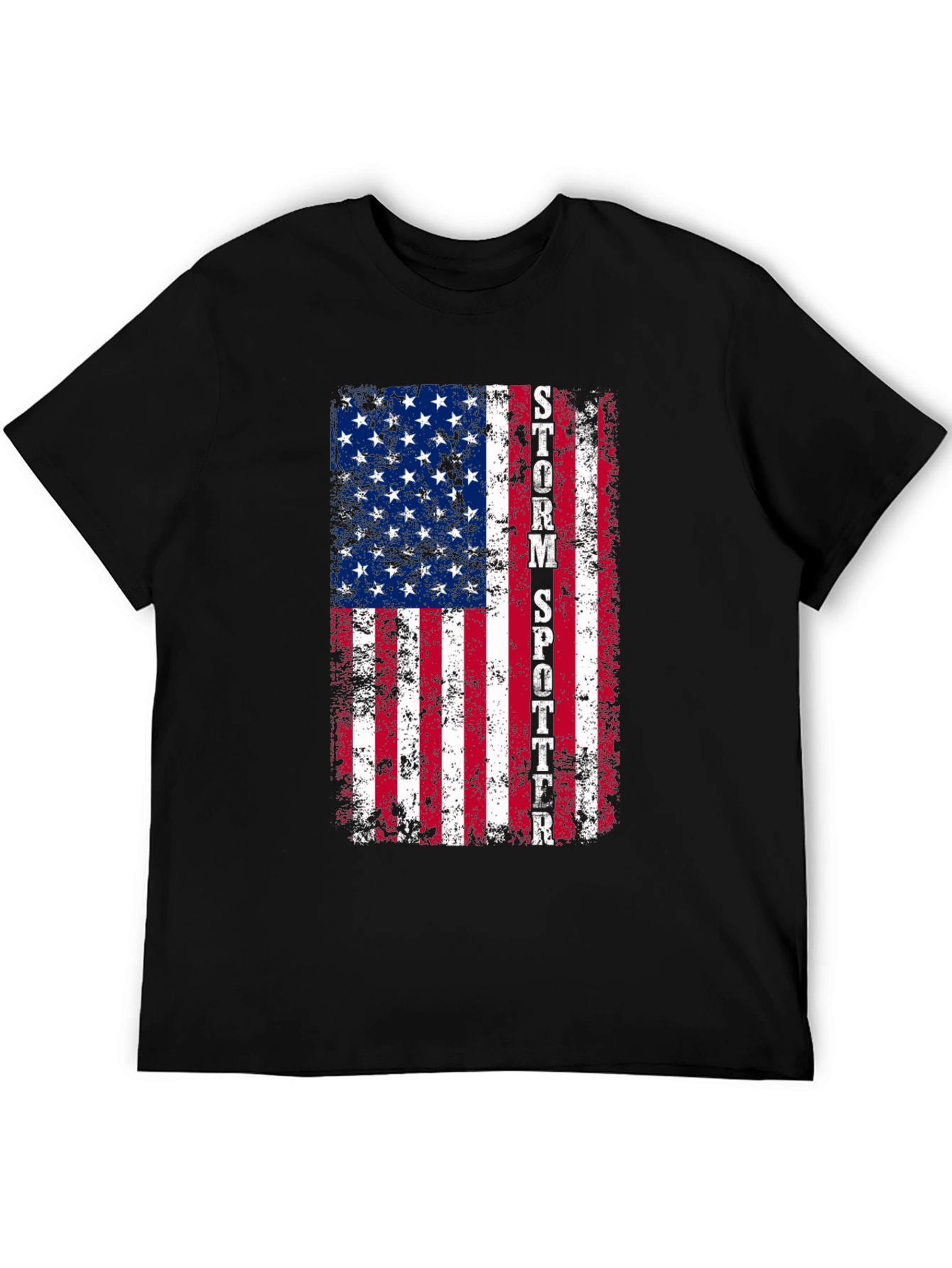 Storm Spotter Distressed American Flag Graphic T-Shirt