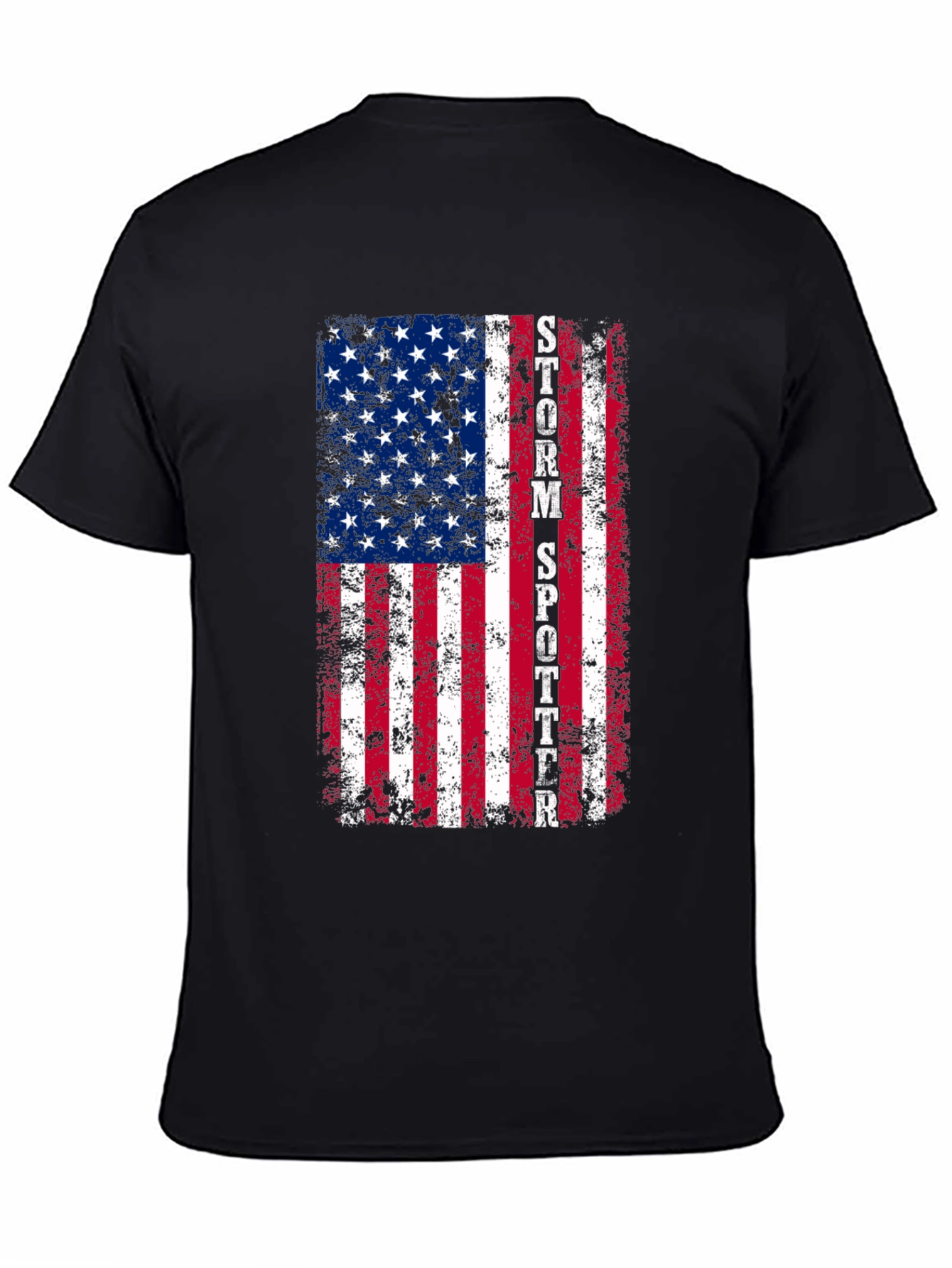 Storm Spotter Distressed American Flag Graphic T-Shirt