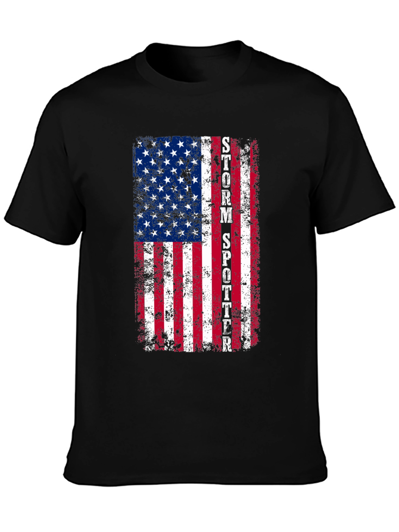 Storm Spotter Distressed American Flag Graphic T-Shirt