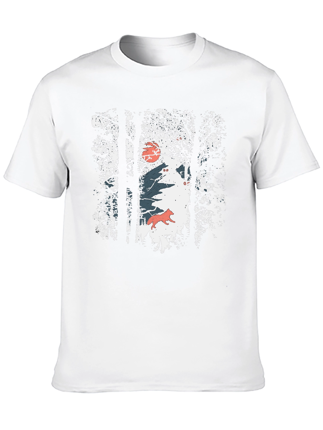 Nature Wolf Graphic Print Black T-Shirt
