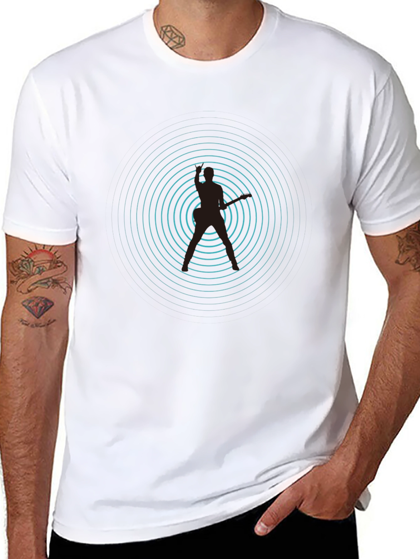 Rhythmic Pulse Graphic Tee - Black