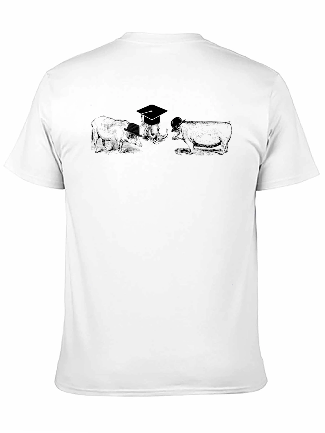 Funny Animal T-Shirt Black Cotton Tee