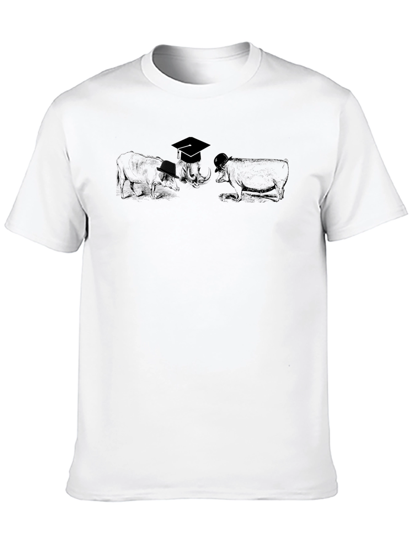 Funny Animal T-Shirt Black Cotton Tee