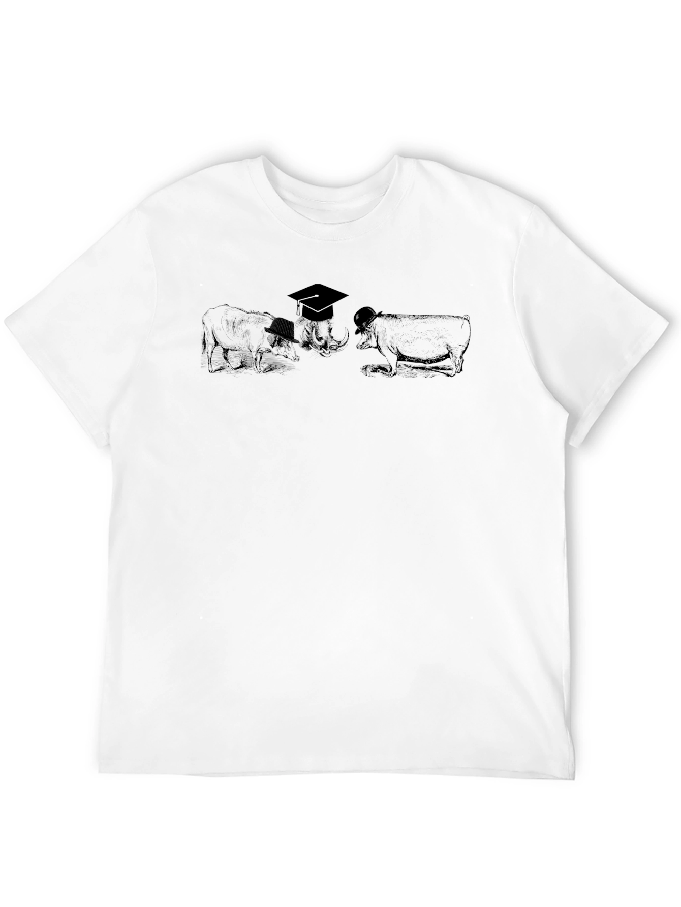Funny Animal T-Shirt Black Cotton Tee