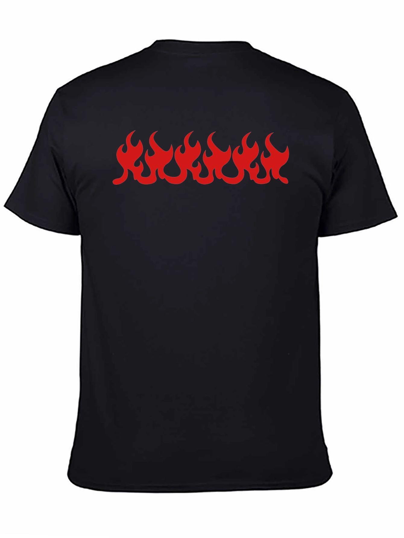 Black T-Shirt with Red Flame Graphic