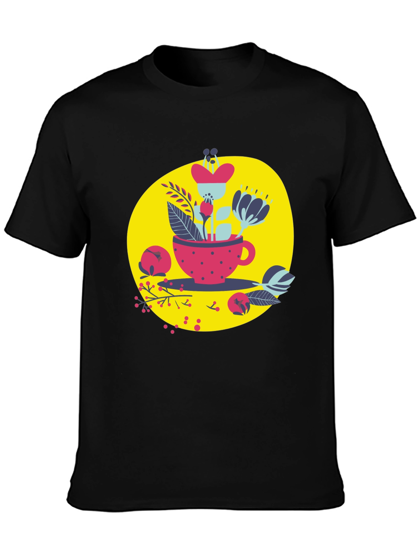Floral Tea Cup Graphic T-Shirt