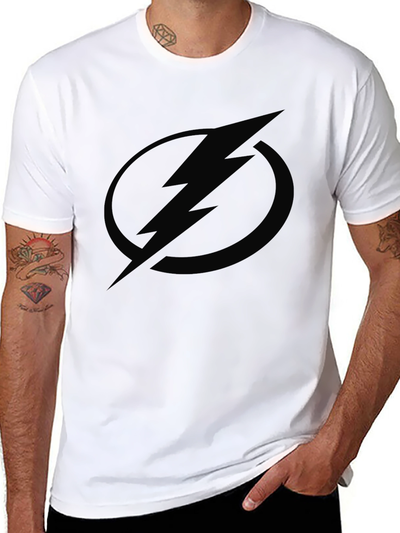 Black Lightning Bolt Graphic Tee - Modern Casual Style