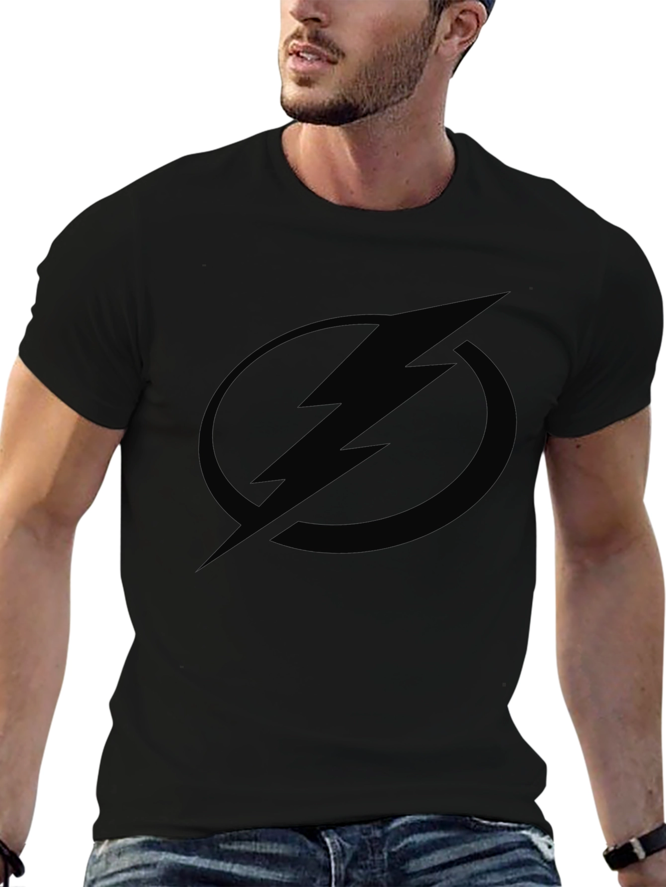 Black Lightning Bolt Graphic Tee - Modern Casual Style