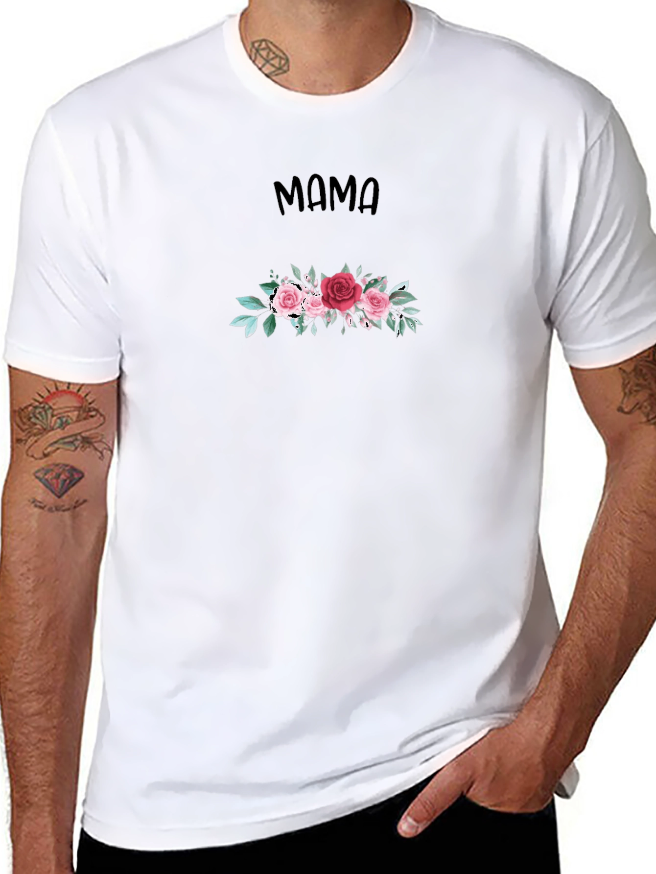 Mama Floral Graphic Tee - Black Cotton T-Shirt