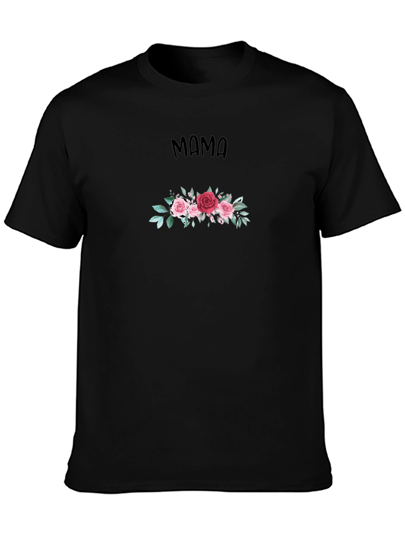 Mama Floral Graphic Tee - Black Cotton T-Shirt