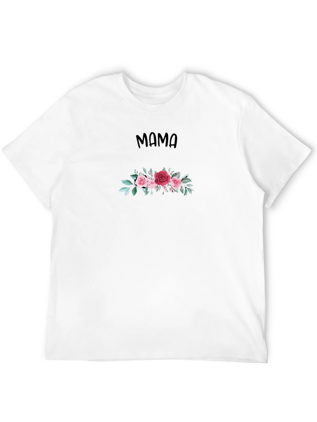 Mama Floral Graphic Tee - Black Cotton T-Shirt