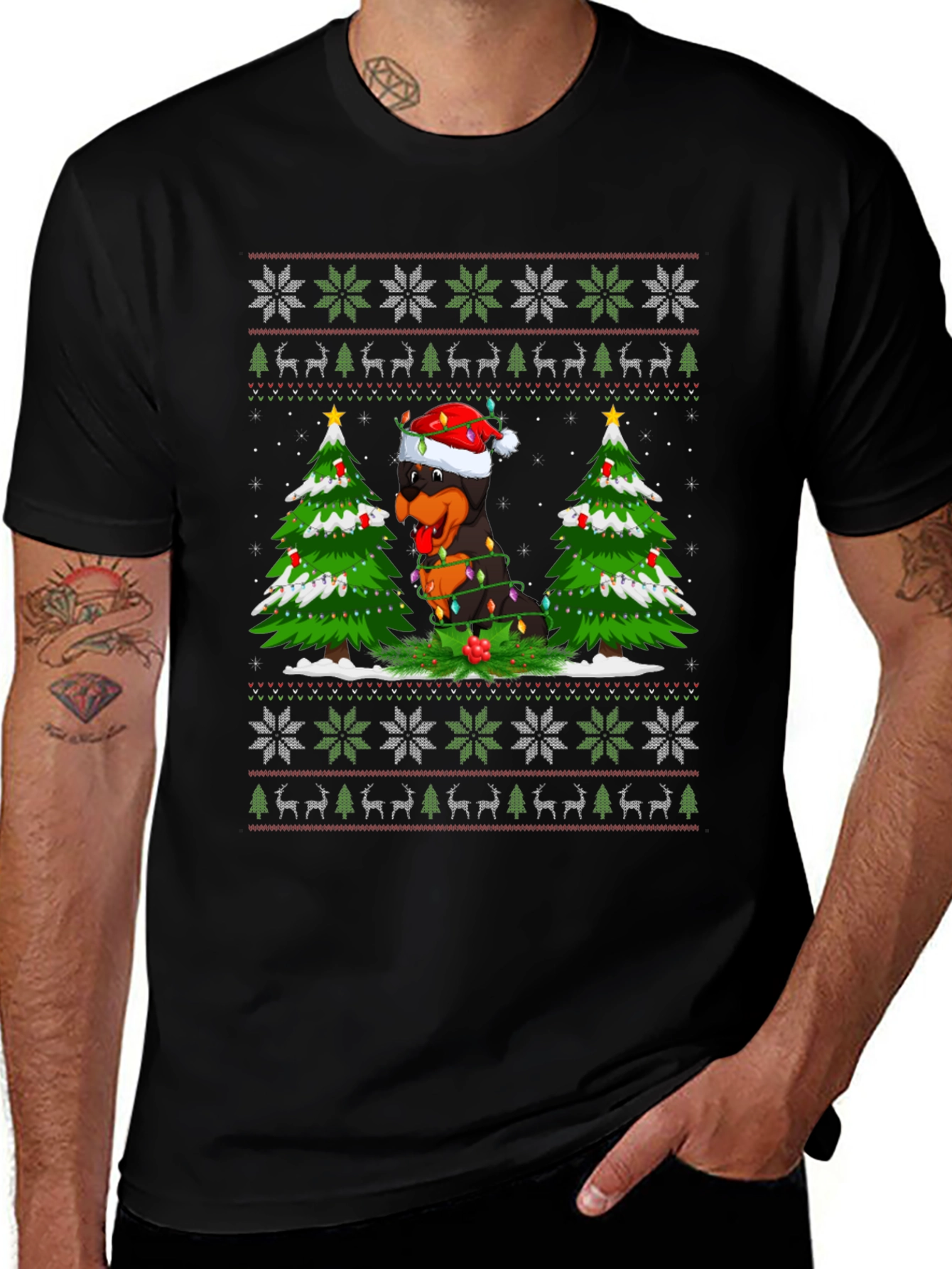 Rottweiler Christmas Sweater T-Shirt
