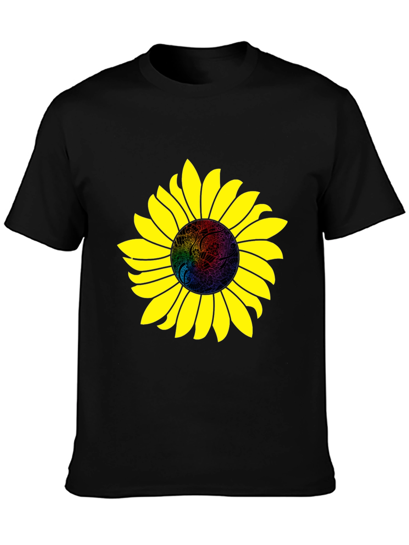 Sunflower Graphic Print Black T-Shirt
