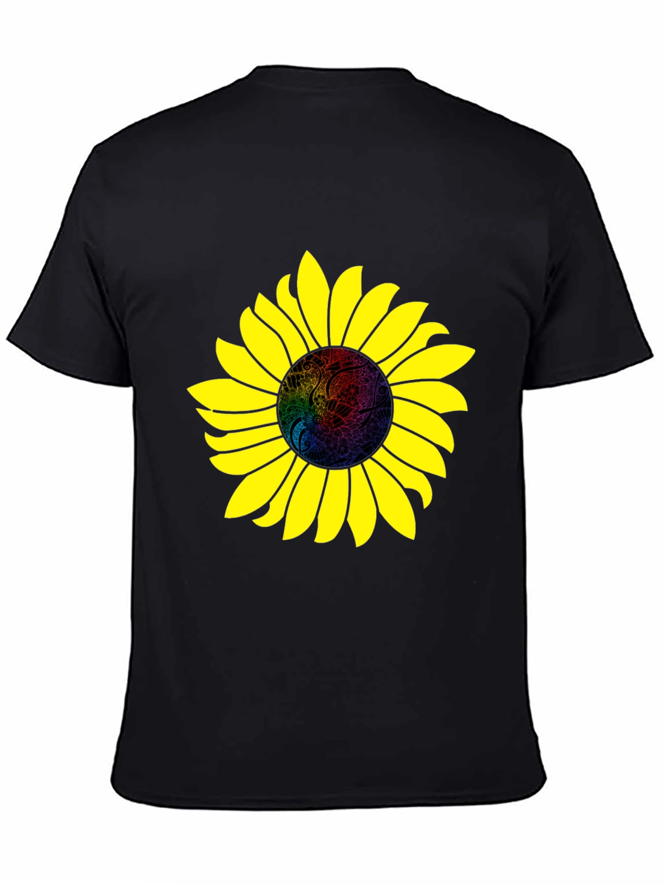 Sunflower Graphic Print Black T-Shirt