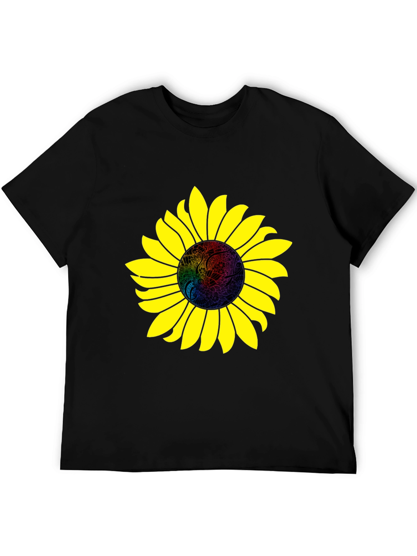 Sunflower Graphic Print Black T-Shirt